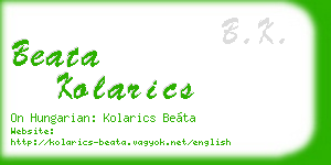 beata kolarics business card
